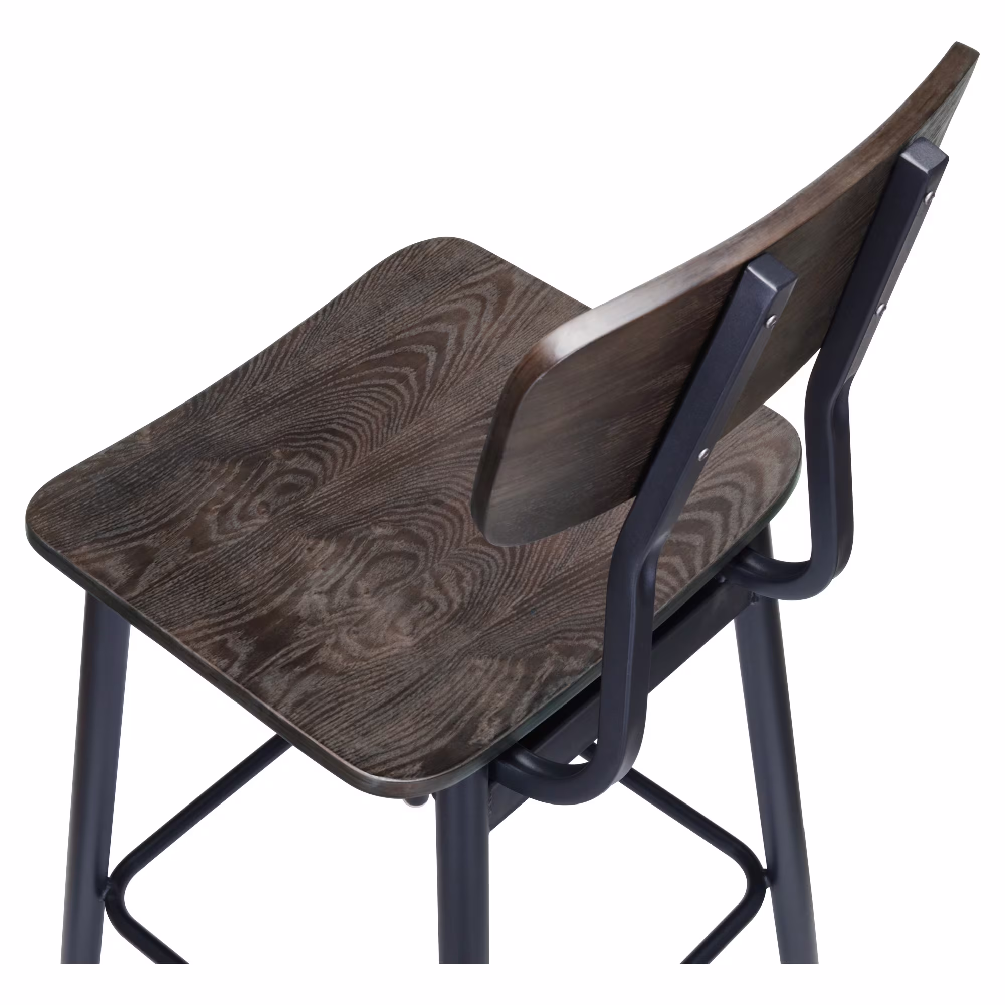 Basel Metal Bar Stool with Veneer Back and Seat